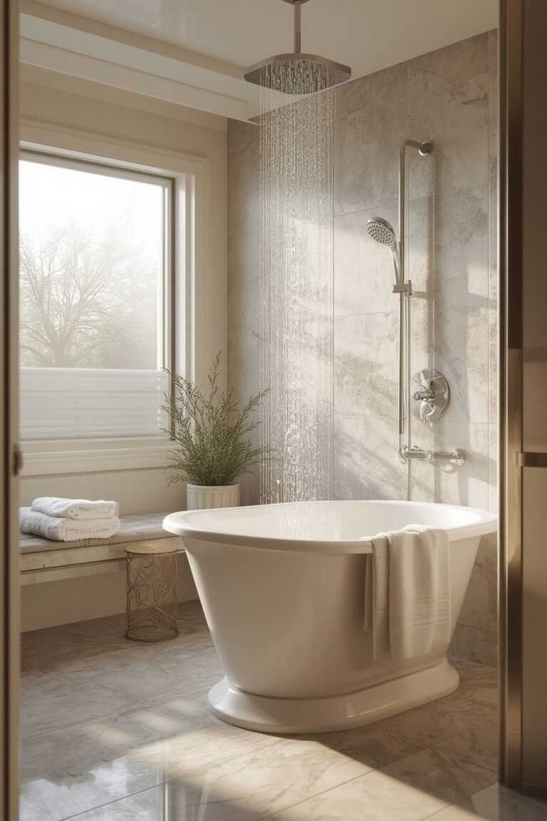 Walk-in tub with shower