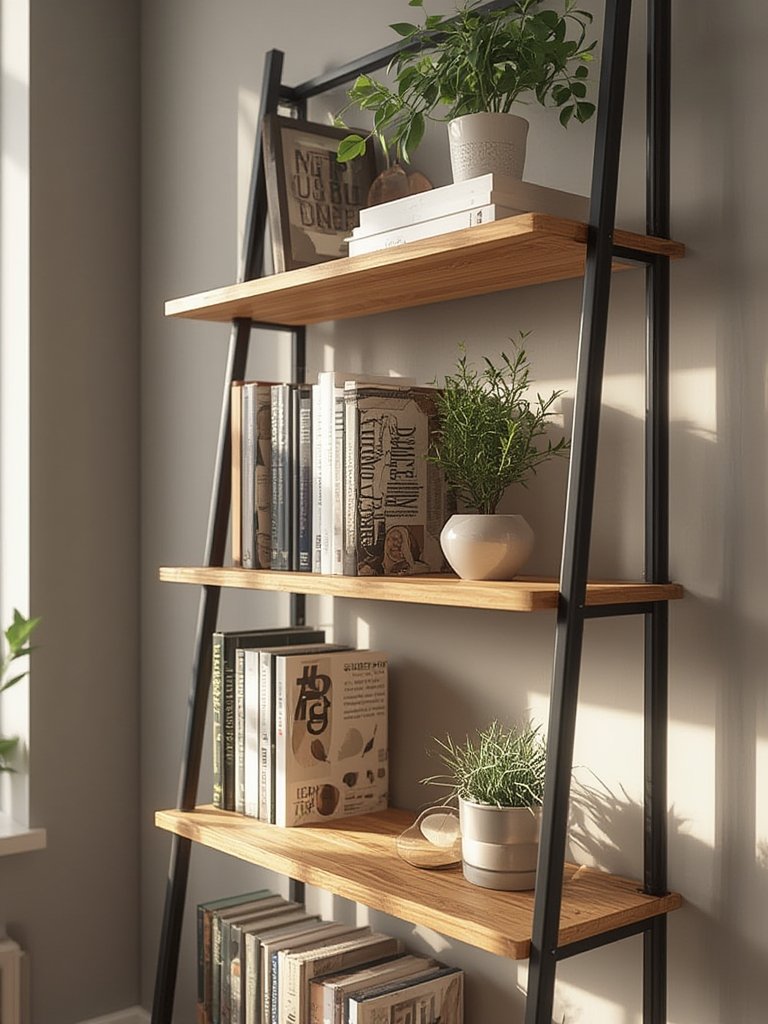 ladder bookshelf in action