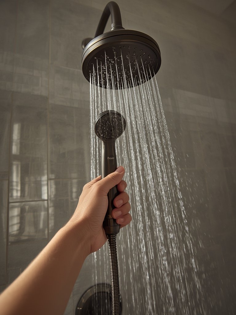 magnetic showerhead in action