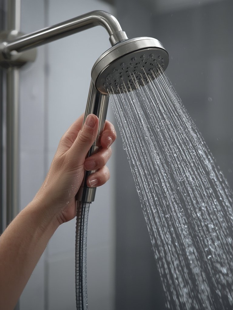 magnetic showerhead in action