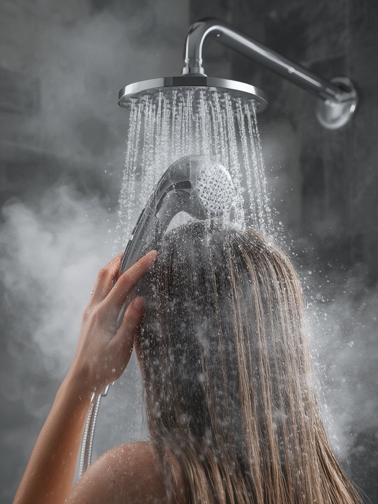 shower wand in action