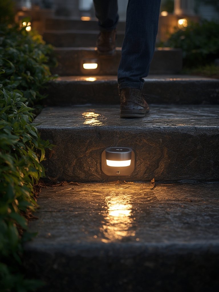 solar steplight in action